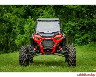 SuperATV Single 4" Billet Portal Gear Lift w/ 15% Gear Reduction & Frame Stiffener Polaris RZR XP Turbo S 2 Seater 2018-2021 - PGH-1-75-151-B-FS