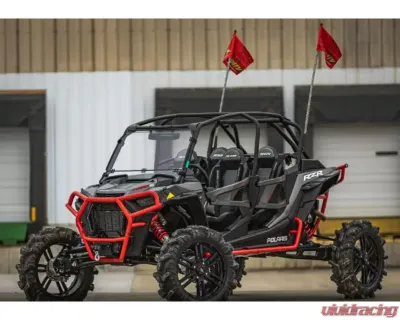 SuperATV Single 4" Billet Portal Gear Lift w/ 30% Gear Reduction & Frame Stiffener Polaris RZR XP Turbo S 4 Seater 2018-2021 - PGH-1-75-302-B-FS