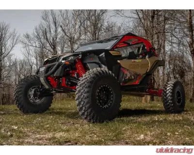 SuperATV 4" Dual Billet Portal Gear Lift Kit w/ 15% Gear Reduction & Frame Stiffener Can-AM Maverick X3 2017+ - PGHD-7-72-151-B-FS