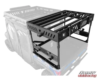 SuperATV Extruded Aluminum Raised Bed Rack w/ 2 Recessed Lights Polaris Ranger XP 1000 2017+ - RBR-P-RAN1K-K2
