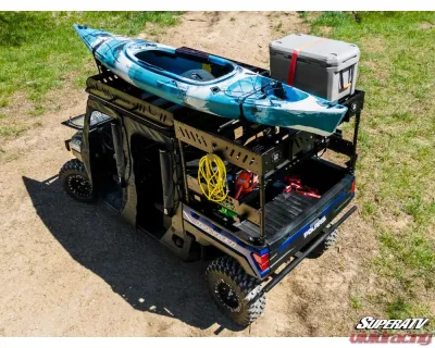 SuperATV Extruded Aluminum Raised Bed Rack w/ 2 Recessed Lights Polaris Ranger XP 1000 2017+ - RBR-P-RAN1K-K2