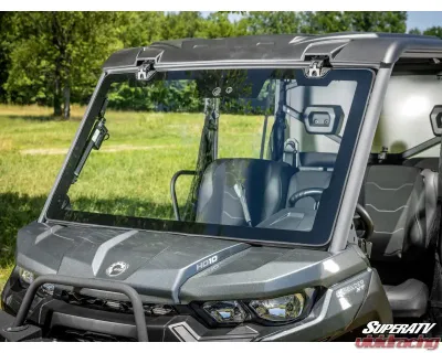 SuperATV MaxDrive Power Flip Glass Windshield Can-Am Defender 2016+ - FGWS-CA-DEF-01