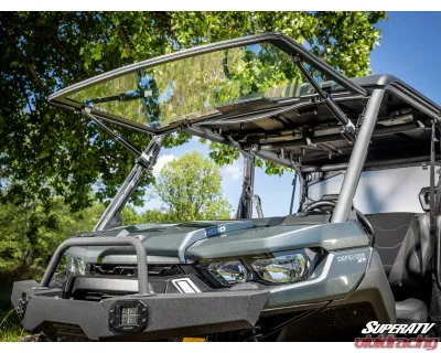 SuperATV MaxDrive Power Flip Glass Windshield Can-Am Defender 2016+ - FGWS-CA-DEF-01
