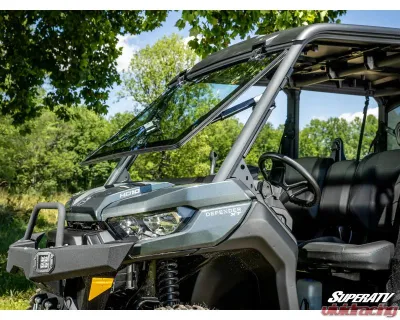 SuperATV MaxDrive Power Flip Glass Windshield Can-Am Defender 2016+ - FGWS-CA-DEF-01