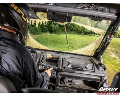 SuperATV MaxDrive Power Flip Glass Windshield w/ Washer  &  Wiper kit Can-Am Defender 2016+ - FGWS-CA-DEF-W-01