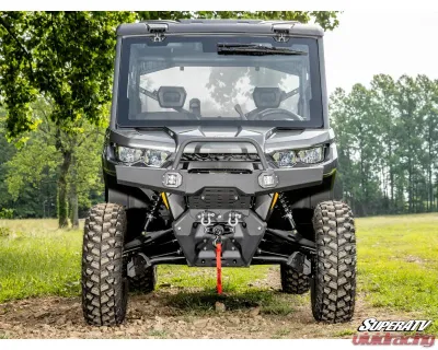 SuperATV MaxDrive Power Flip Glass Windshield w/ Washer  &  Wiper kit Can-Am Defender 2016+ - FGWS-CA-DEF-W-01