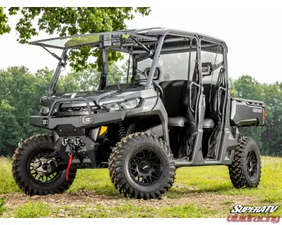 SuperATV MaxDrive Power Flip Glass Windshield w/ Washer  &  Wiper kit Can-Am Defender 2016+ - FGWS-CA-DEF-W-01