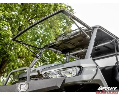 SuperATV MaxDrive Power Flip Glass Windshield w/ Washer  &  Wiper kit Can-Am Defender 2016+ - FGWS-CA-DEF-W-01