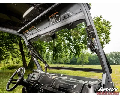 SuperATV MaxDrive Power Flip Glass Windshield w/ Washer  &  Wiper kit Can-Am Defender 2016+ - FGWS-CA-DEF-W-01