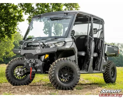 SuperATV MaxDrive Power Flip Glass Windshield w/ Washer  &  Wiper kit Can-Am Defender 2016+ - FGWS-CA-DEF-W-01