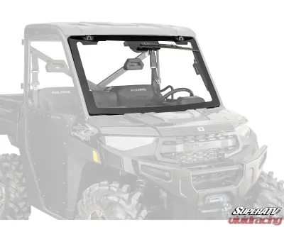SuperATV MaxDrive Power  Flip Glass Windshield w/ Washer  &  Wiper kit Polaris Ranger XP 1000 2015-2021+ - FGWS-P-RAN1K-W