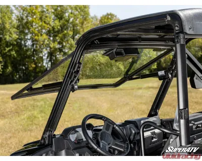 SuperATV MaxDrive Power  Flip Glass Windshield w/ Washer  &  Wiper kit Polaris Ranger XP 1000 2015-2021+ - FGWS-P-RAN1K-W