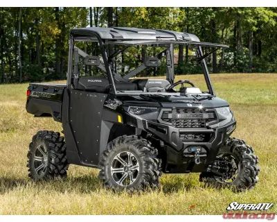 SuperATV MaxDrive Power  Flip Glass Windshield w/ Washer  &  Wiper kit Polaris Ranger XP 1000 2015-2021+ - FGWS-P-RAN1K-W