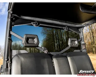 SuperATV Rear Glass Windshield w/ OEM Roof Can-Am Defender 2016-2025 - RGW-CA-DEF