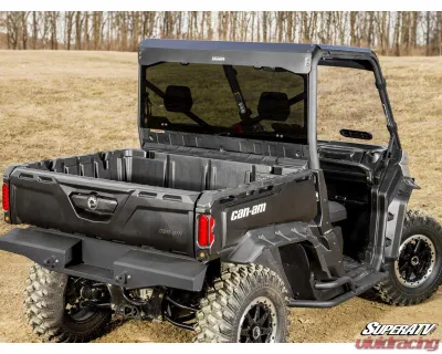 SuperATV Rear Glass Windshield w/ OEM Roof Can-Am Defender 2016-2025 - RGW-CA-DEF