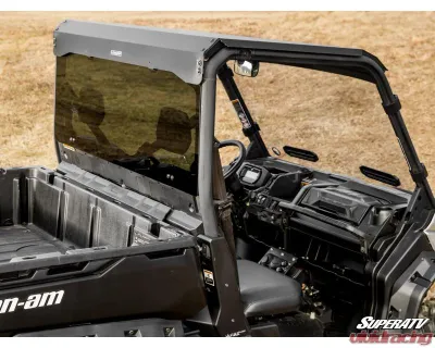 SuperATV Rear Glass Windshield w/ OEM Roof Can-Am Defender 2016-2025 - RGW-CA-DEF