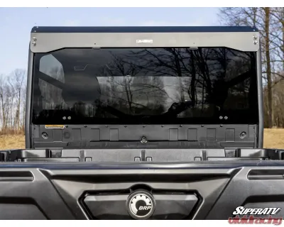 SuperATV Rear Glass Windshield w/ OEM Roof Can-Am Defender 2016-2025 - RGW-CA-DEF