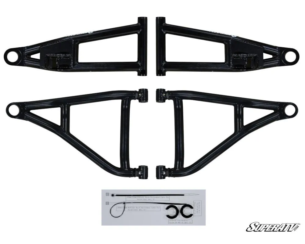SuperATV Red 1.5" FO High Clearance A-Arms w/ HD Ball Joints Honda Pioneer 1000 2016-2021 - AA-H-PIO1K-1.5-HC-BH-02