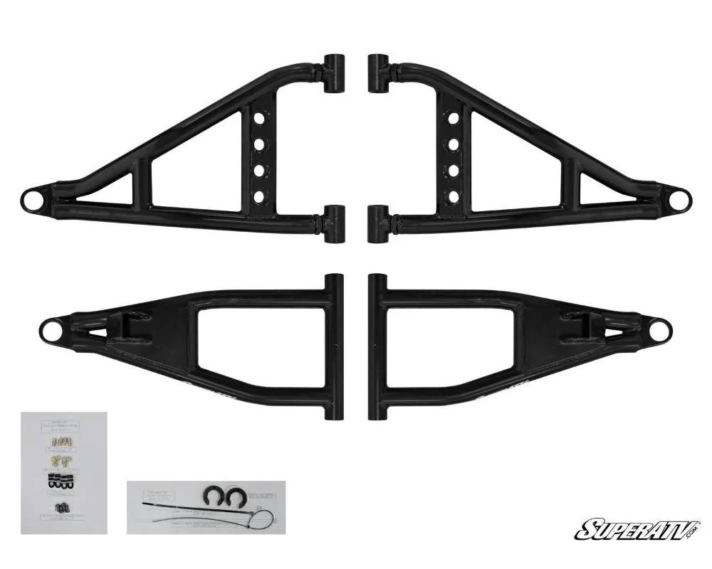 SuperATV 1.5" FO High Clearance A-Arms w/ Keller Ball Joints Polaris Ranger XP 1000 2017-2018 - AA-P-RAN900-1.5-HC-BK-02