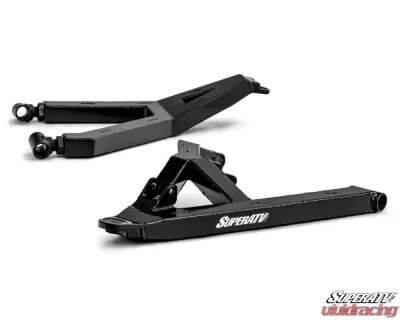 SuperATV Black 2" FO Boxed A-Arms w/ Keller Ball Joints Polaris RZR S 900 2015-2020 - AA-P-RZR900S-WC-BK-02