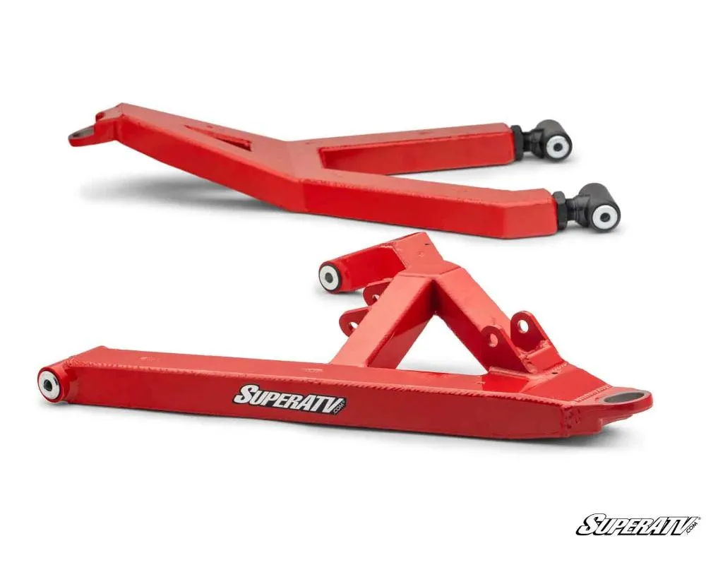 SuperATV Red 2" FO Boxed A-Arms w/ Keller Ball Joints Polaris RZR S 900 2015-2020 - AA-P-RZR900S-WC-BK-03