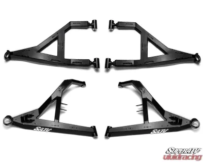 SuperATV Black 1.5" FO Sidewinder A-Arms w/ Super Duty Ball Joints Polaris RZR XP Turbo 2017-2021 - AA-P-RZRT-1.5-WC-BSD-02