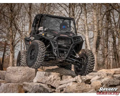 SuperATV Black 1.5" FO Sidewinder A-Arms w/ Super Duty Ball Joints Polaris RZR XP Turbo 2017-2021 - AA-P-RZRT-1.5-WC-BSD-02