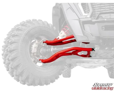 SuperATV Red 2" FO High Clearance A-Arms w/ Keller Ball Joints Polaris RZR XP 1000 2014-2023 - AA-P-RZRT-OHC-BK-03