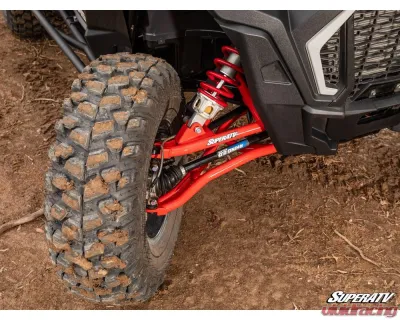 SuperATV Red 2" FO High Clearance A-Arms w/ Keller Ball Joints Polaris RZR XP 1000 2014-2023 - AA-P-RZRT-OHC-BK-03