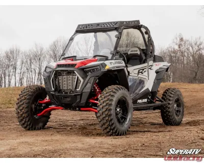 SuperATV Red 2" FO High Clearance A-Arms w/ Keller Ball Joints Polaris RZR XP 1000 2014-2023 - AA-P-RZRT-OHC-BK-03