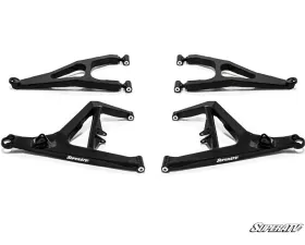 SuperATV Black High Clearance Boxed A-Arms w/ HD Ball Joints Polaris RZR XP Turbo 2016+