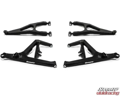 SuperATV Black High Clearance Boxed A-Arms w/ HD Ball Joints Polaris RZR XP Turbo 2016+ - AA-P-RZRXPT-WC-SBJ-BH-02