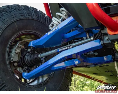SuperATV Blue High Clearance Boxed A-Arms w/ Super Duty Ball Joints Polaris RZR XP Turbo 2016+ - AA-P-RZRXPT-WC-SBJ-BSD-16