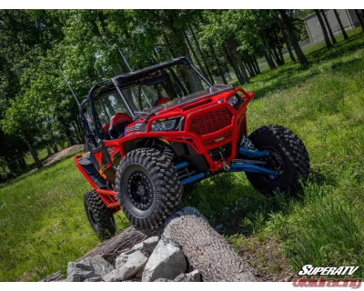 SuperATV Blue High Clearance Boxed A-Arms w/ Super Duty Ball Joints Polaris RZR XP Turbo 2016+ - AA-P-RZRXPT-WC-SBJ-BSD-16