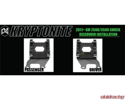 Kryptonite 65mm Diameter Death Grip Front Shock Reservoir Mount Kit Chevrolet | GMC 2500/3500 HD 2011+ - KRSM11-65