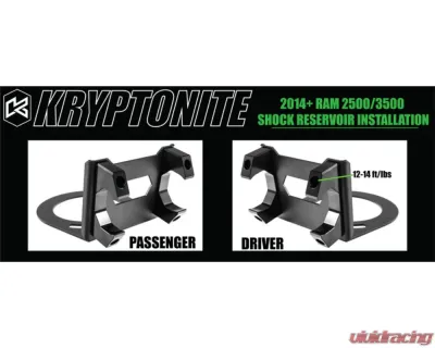 Kryptonite 50mm Diameter Death Grip Front Shock Reservoir Mount Kit Ram 2500HD | 3500 2014+ - KRSM14-50