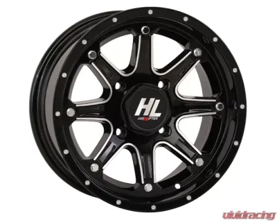 High Lifter HL4 Wheel 14x7 4x110 4+3 +10mm Gloss Black | Machined - 14HL04-1110