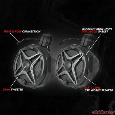 SSV Works Phase-2 A-Spec 2-Speaker System w/ JVC Can-Am Maverick X3 2017-2024 - 240-X32-PHZ2A