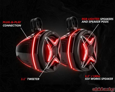 SSV Works Phase 4 V-Spec 1650 Watt 5-Speaker System Can-Am Maverick R 2024 - MAVR-PHZ4VTD