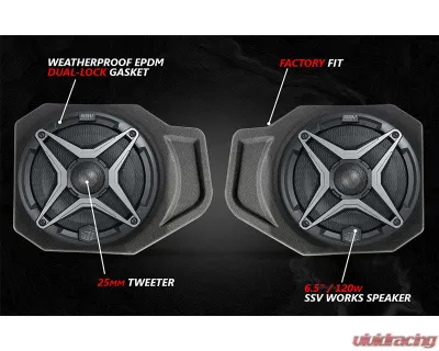 SSV Works A-Spec SSV Works 3-Speaker Audio System w/ JVC Polaris Ranger XP 1000 2018-2024 - RG4-Q3A1