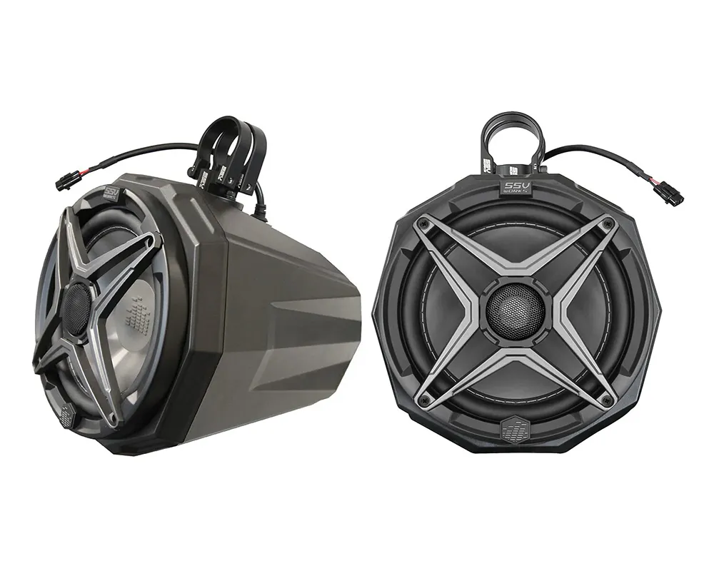 SSV Works Universal 8" Cage-Mount Speaker-Pods w/ SSV Works Speaker & 1.5" Clamp - US2-C8A-150
