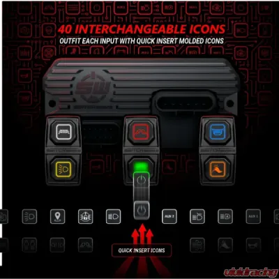 SSV Works Sierra6 6-Output 3-Rocker Electronic Accessory Smart Switcher Universal w/ 3ft Brain Power Cable Length - 230-SW-RS6-3