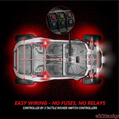 SSV Works Sierra6 6-Output 3-Rocker Electronic Accessory Smart Switcher Universal w/ 3ft Brain Power Cable Length - 230-SW-RS6-3