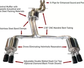 AWE Touring Edition Exhaust for Audi B8 S4 3.0T - Diamond Black Tips (102mm) Audi S4 2013-2016