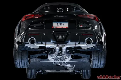 AWE Resonated Track Edition Exhaust for A90 Supra - 5" Chrome Silver Tips Toyota GR Supra 2020-2024 - 3015-32116