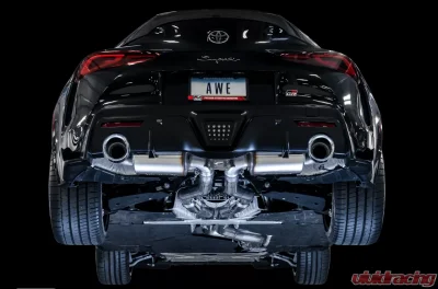 AWE Resonated Touring Edition Exhaust for A90 Supra - 5" Chrome Silver Tips Toyota GR Supra 2020-2024 - 3015-32118