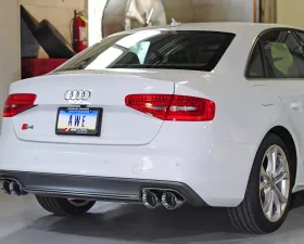AWE Track Edition Exhaust for Audi B8 S4 3.0T - Chrome Silver Tips (102mm) Audi S4 2013-2016