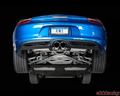 AWE Tuning Performance Exhaust | 2.5" Diameter | 4" Dual Chrome Silver Tips Porsche Boxster 2013-2016|Porsche Cayman 2014-2016 - 3010-32020