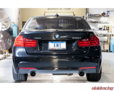 AWE Tuning Touring Edition Axle Back Exhaust | 3" Diameter | 4" Dual Chrome Silver Tips BMW ActiveHybrid 3 2013-2015|BMW 435i 2014-2016|BMW 435i xDrive 2014-2016|BMW 335i 2012-2015|BMW 335i xDrive 2013-2015 - 3010-32026