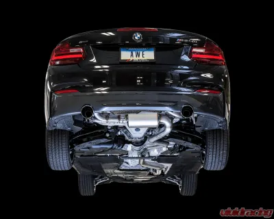 AWE Tuning Touring Edition Axle-back Exhaust | 3" Diameter | 3.54" Dual Chrome Silver Tips BMW M235i 2014-2016|BMW M235i xDrive 2015-2016|BMW M240i 2017-2021|BMW M240i xDrive 2017-2021 - 3010-32028